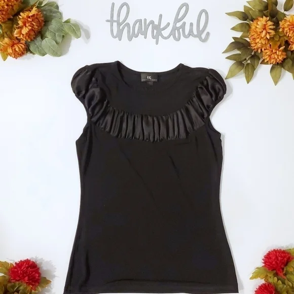 3/$15 IZ Beyer Cap Sleeve Satin Panel Shirt ▪︎ XL - Picture 1 of 5